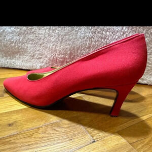 Pancaldi 1888 Designer Red Fabric High Heels Dress Shoes 9AA Italy Made